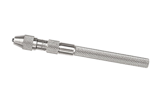 Starrett 240B Pin Vise with a special tapered collet, providing maximum clamping surface. Smaller body diameter than the chuck to allow fast opening and closing and rapid rotation when used on small work. Available individually or as a complete set in a convenient case.  Made in USA.