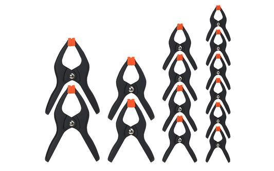 Pony’s 14‑piece plastic spring clamp set has something for any job requiring frequent clamping & unclamping. These lightweight clamps have clamping force of up to 50 pounds, & feature protective pivoting jaw pads to ensure a tight hold on your projects without causing damage. Pony 14 Pack Assorted Spring Clamps 93260 ~ 044295932608