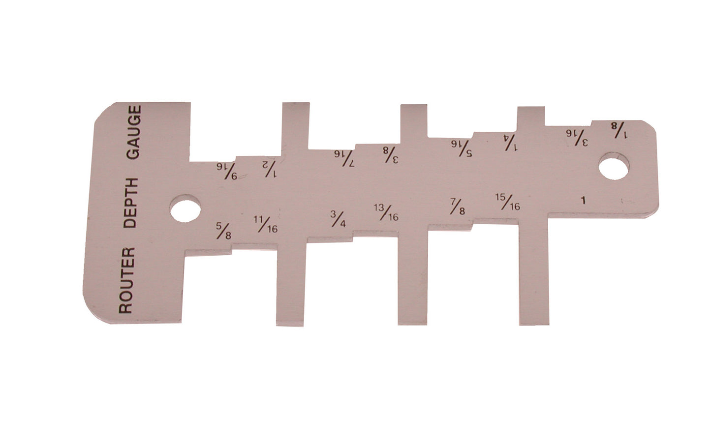 Router Depth Gauge. Quickly & accurately set your router to more than a dozen depth settings without the need for trial & error testing. A simple check with this router gauge, clearly marked in 16ths from 1/8" through 1".