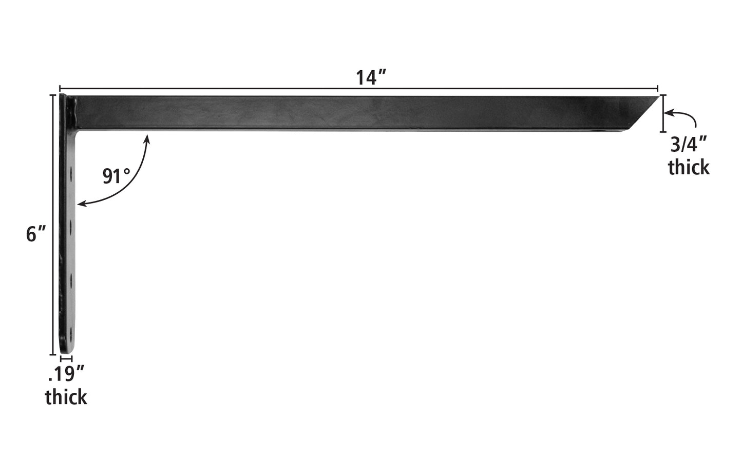 FastCap 14" L Speedbrace. L-Brace has a slim design to support countertops & breakfast bars. Countersunk holes on both sides. It’s fabricated at 91-degrees to hold heavy loads to level at 90-degrees under load. Model SB-14-L BRACE. 663807030627