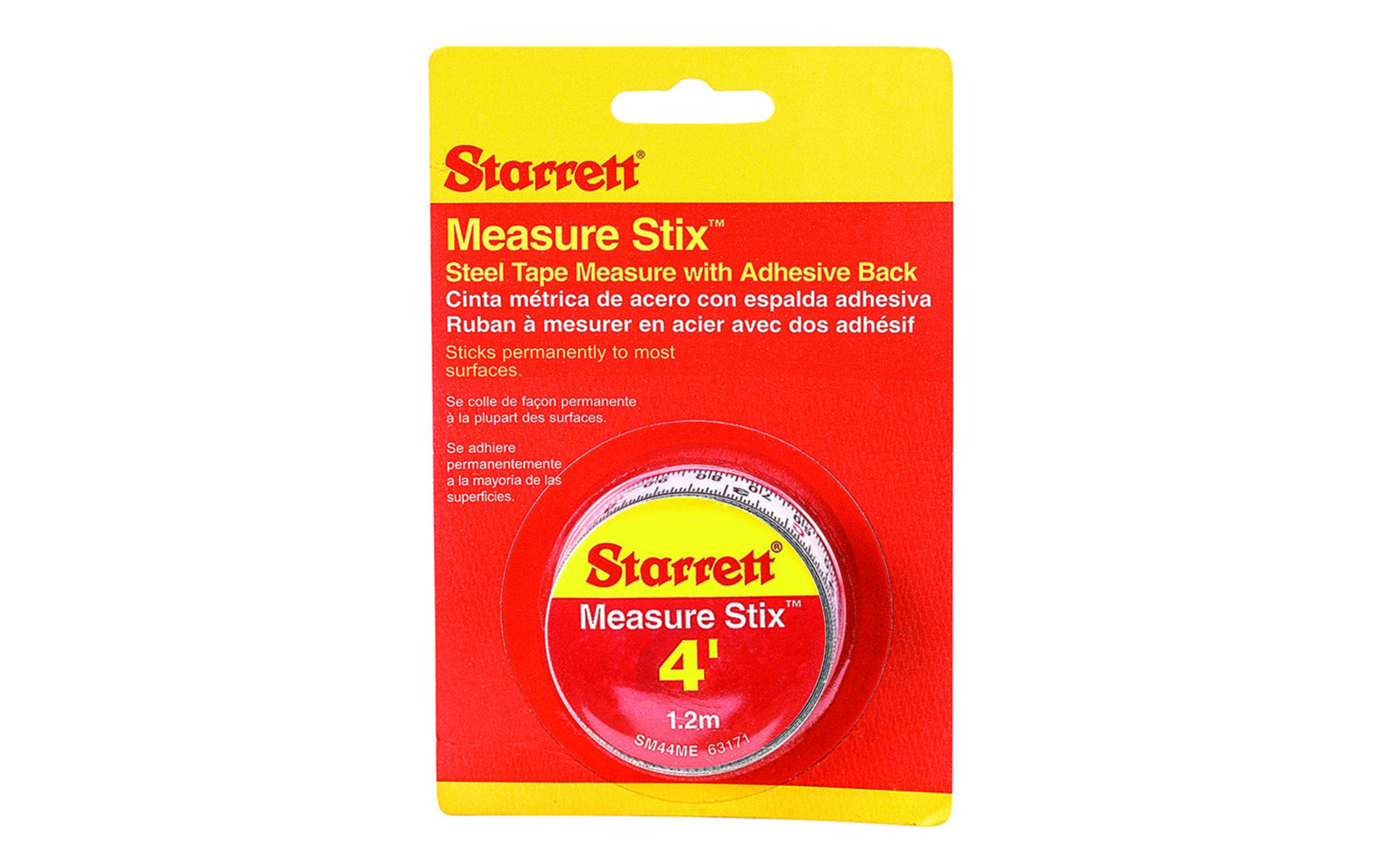 Starrett 1.2m / 4' Measure Stix Measure stix is manufactured with high quality precision steel. Produced with a permanent adhesive backing providing convenient, at-a-glance measurements. Can be mounted on work benches, saw tables, drafting tables, and more. The stix easily cut to proper size with scissors. Reads with left to right.