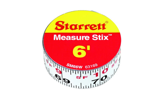 Starrett 3/4" x 6' Measure stix is manufactured with high quality precision steel. Produced with a permanent adhesive backing providing convenient, at-a-glance measurements. Can be mounted on work benches, saw tables, drafting tables, and more. The stix easily cut to proper size with scissors. Reads with left to right.