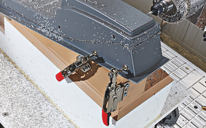 Bessey Auto-Adjust Horizontal Toggle Clamp - STC-HV20. Auto-adjustment -  Self adjusts to variations in workpiece while maintaining clamping force - 3/16" clamping capacity. Adjustable clamping force based on the adjusting screw in the joint (Range of 25 to 250 lbs.). Holding capacity up to 450 lbs (nominal)
