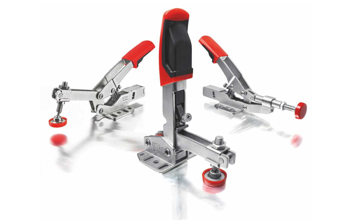 Bessey Auto-Adjust Horizontal Toggle Clamp - STC-IHA15. Auto-adjustment -  Self adjusts to variations in workpiece while maintaining clamping force - 3/8" clamping capacity. Adjustable clamping force based on the adjusting screw in the joint (Range of 25 to 250 lbs.). Holding capacity up to 450 lbs (nominal)