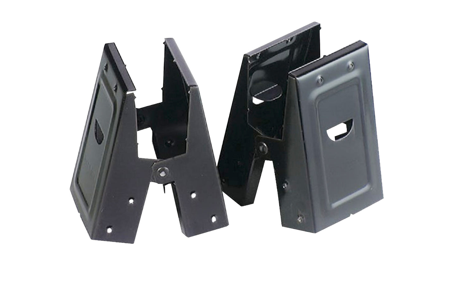 Medium-Duty Steel Sawhorse Brackets for 2" x 4" lumber. Hinge-type bracket with flanged nailing holes for quick, easy disassembling. Takes dressed or common 2" x 4" lumber. Made of heavy-gauge steel, fabricated for strength. Rust-resistant finish. 045081003007. Made in USA.