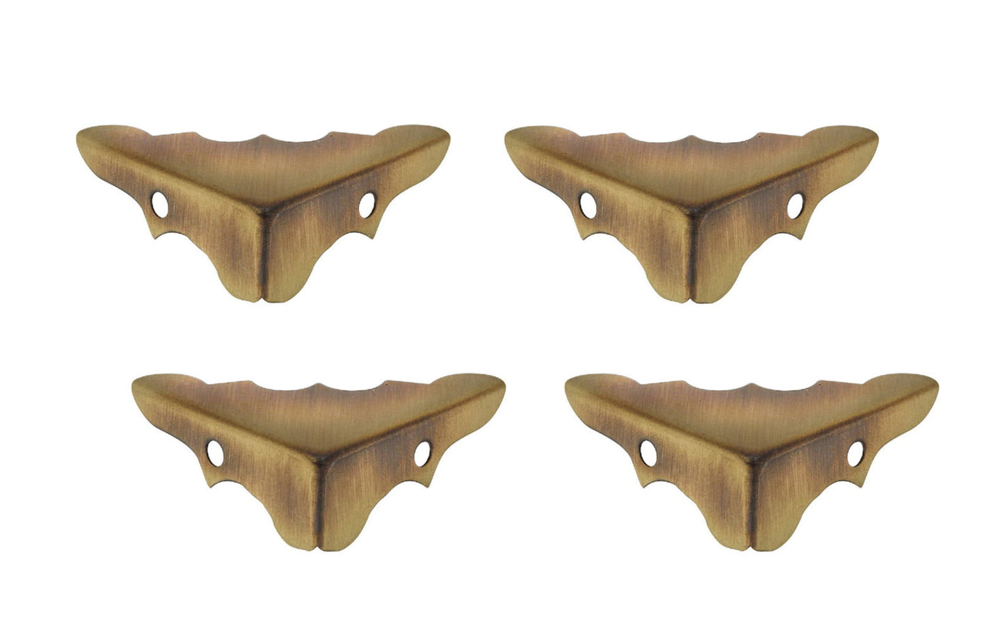 These solid brass small decorative corners are designed to protect & reinforce corners on small chests, trunks, luggage, furniture, etc. Made of solid brass material with an antique brass look. Sold as four corners in pack. National Hardware Model N213-462. 038613213463
