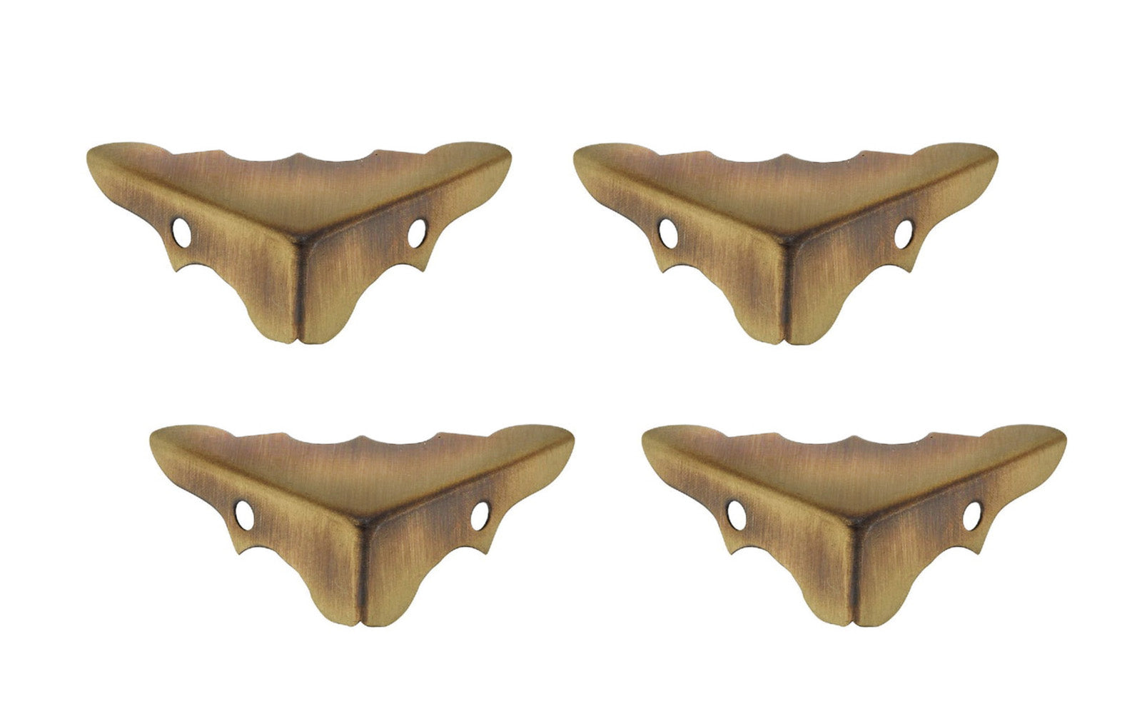 These solid brass small decorative corners are designed to protect & reinforce corners on small chests, trunks, luggage, furniture, etc. Made of solid brass material with an antique brass look. Sold as four corners in pack. National Hardware Model N213-462. 038613213463