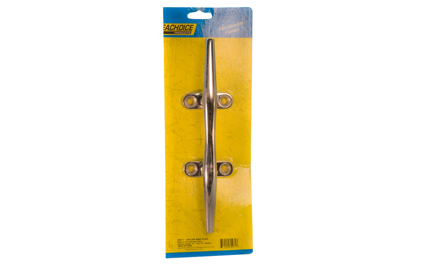 Seachoice 10" Stainless Steel Hollow Base Cleat - 30271. Screws not included. Rust & corrosion resistant. 719249302713. Seachocie Model 30271. Made of 316 Stainless Steel material