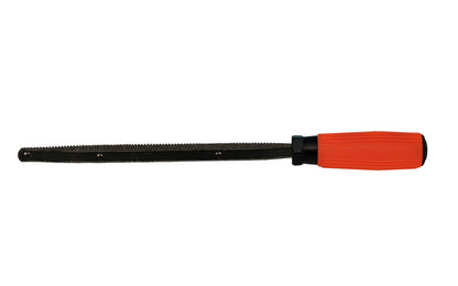 Japanese Shinto Saw Rasp. Made in Japan · High quality hardened steel teeth ~ Special design to prevent clogging with Coarse & Fine teeth ~ 9" long cutting rasp blade ~ Suitable for rough or fine work. Great for fast stock removal on wood, plastics, fiberglass, & even soft metals. Rubberized grip. 4986744610032