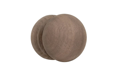 A classic walnut wood round cabinet knob with a large pedestal shaped base. Made of unfinished walnut wood. These knobs may be stained, painted, or varnished if desired. 1-3/8" Diameter Knob.