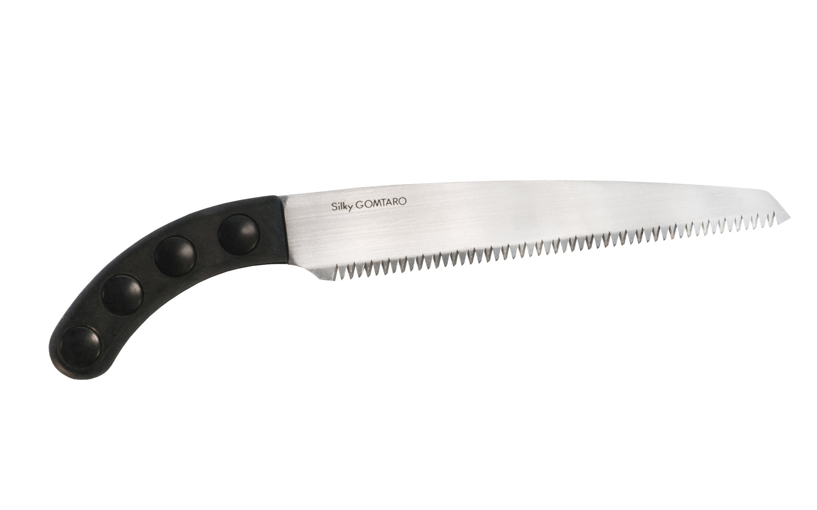 This Japanese Silky Gomtaro Saw 210 mm is a coarse & thick pruning saw that is great for use on green wood & garden work. Teeth on saw blade have 8 TPI which allows for very fast aggressive cutting. Teeth are impulse hardened which makes the blade tough & durable for prolonged life & wear. Made in Japan. 4903585102212