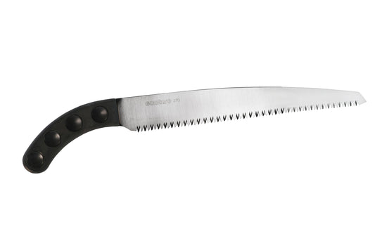 This Japanese Silky Gomtaro Saw 270 mm is a coarse & thick pruning saw that is great for use on green wood & garden work. Teeth on saw blade have 8 TPI which allows for very fast aggressive cutting. Teeth are impulse hardened which makes the blade tough & durable for prolonged life & wear.  Made in Japan. 4903585102274
