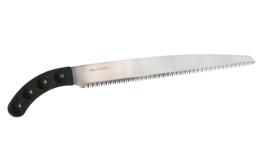 This Japanese Silky Gomtaro Saw 300 mm is a coarse & thick pruning saw that is great for use on green wood & garden work. Teeth on saw blade have 8 TPI which allows for very fast aggressive cutting. Teeth are impulse hardened which makes the blade tough & durable for prolonged life & wear.  Made in Japan. 4903585102304