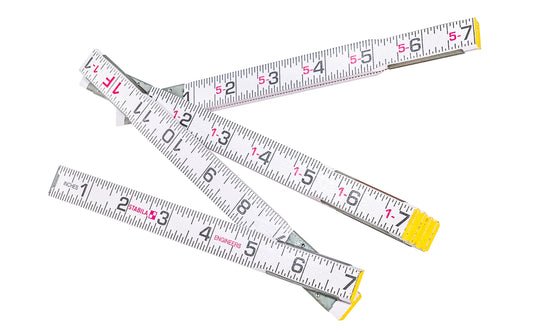Stabila Engineer's Rule - Model No. 80015 - Type 600 - This folding rule made by Stabila is a quality Beechwood ruler that has high-strength hinges & hardened steel springs that deliver durability, smooth operation & positive lock. Weather resistant paint protects the wooden sections & the scale. 6' long folding ruler