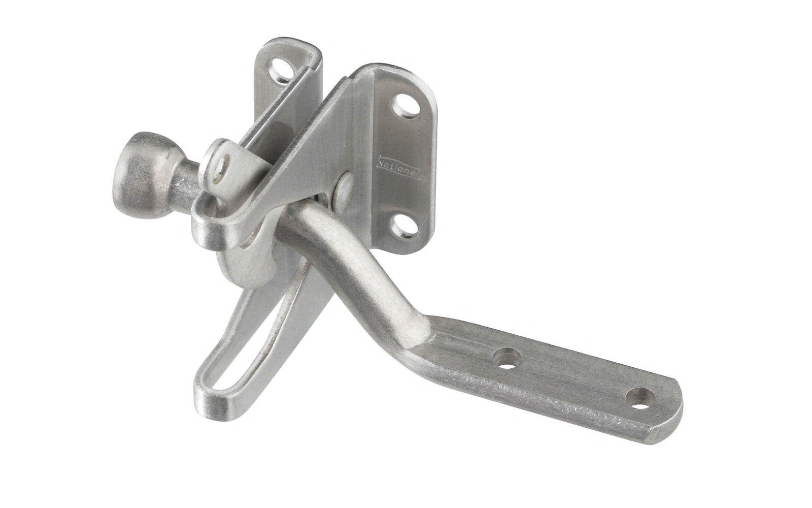 This Stainless Steel Automatic Gate Latch is designed for right or left handed applications. Rust-resistant; vinyl safe, ACQ safe - safe for use with premium woods like cedar & redwood. Can be padlocked for added security. National Hardware Catalog Model No. N342-600. 038613342606