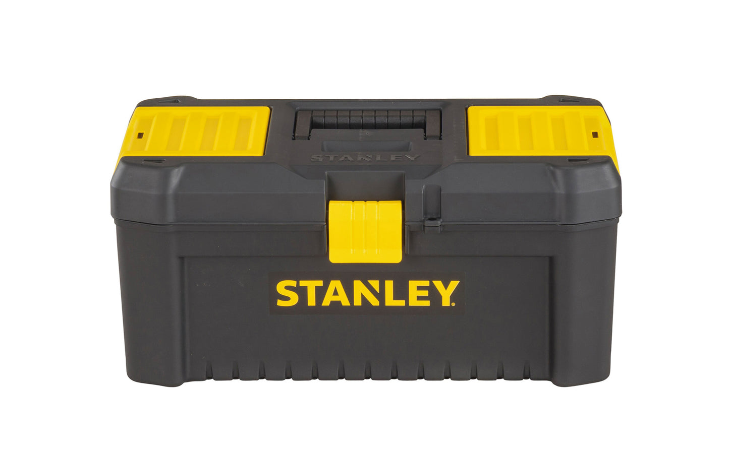 Stanley 16" "Essential" Toolbox is newly redesigned & engineered to satisfy virtually any storage need. It has top organizers for small parts organization & includes a tool tray with handle. It also has a padlock opening, which enables to lock the tool box. 076174755176. Model No. STST16331. Made in Isreal