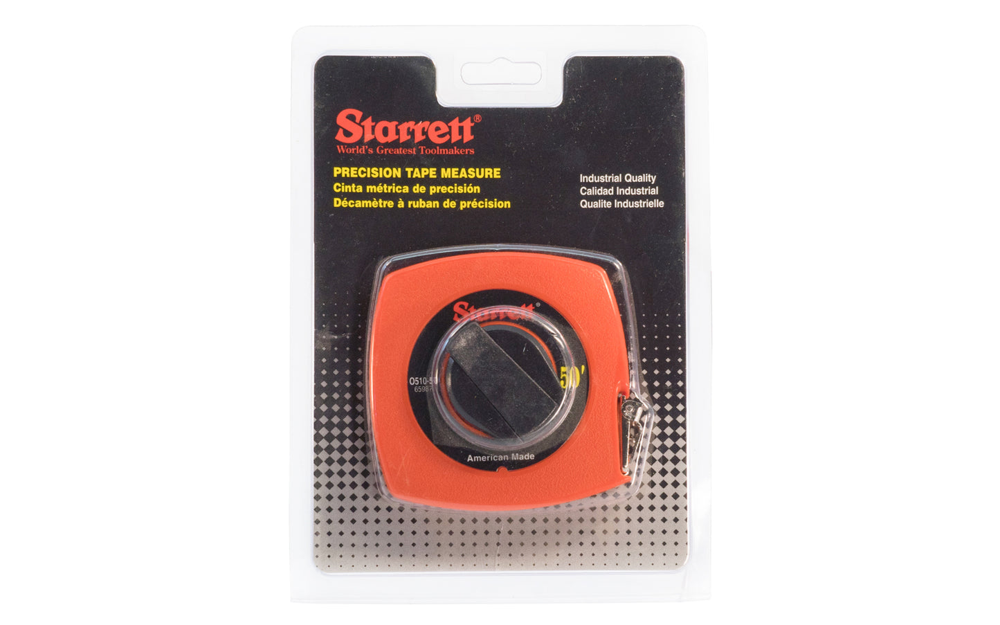 Starrett 50' Precision Tape Measure. Model 0510-50. New un-open tape measure in case. Smooth winding long handle. 50' length. Precise easy-to-read graduations. Made in USA. 049659659870. 