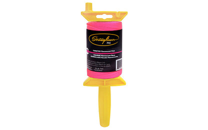 Stringliner Twisted Mason Line - Fluorescent Pink. Stringliner PRO Mason's Line Reloadable Reels are made of durable polyethylene, with a USA-made handle that allows you to quickly change rolls. Pro Reel fits Stringliner rolls from 4" to 6" long. 540' length roll. #18 nylon twisted mason line