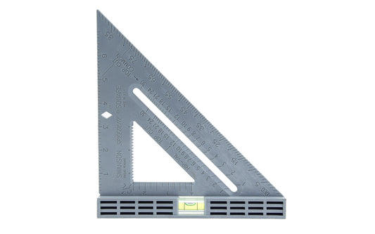 The 8" Swanson Speedlite Level Square is formed from lightweight, high-impact structural composite. Gray color. Built-in block vial & easy to read from all angles. Functions as a torpedo level & angle finder. Good for use with siding & other delicate materials. won’t mar soft finishes. Model T0111.  Made in USA.