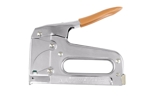 Arrow T25 Professional Low Voltage Wire/Cable Staple Gun. Use with Arrow round T25 Staples. Jam resistant mechanism. Powerful coil spring. Hardened steel working parts. Round crown staples fit snugly around wire. Ideal for low voltage wiring, thermostats, doorbells, garage door openers & alarm systems. 079055000259