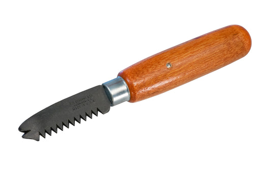 A special USA-made tack & staple remover made by C.S. Osborne. The tip of the blade is slightly curved. Blade is also used for grooving out drawers, so when re-glued they will stick. Made of forged steel with a wooden handle & nickel plated ferrule. Made in USA. Saw Blade Staple Remover. Drawer Saw Knife - Model 121 ~ 096685640105