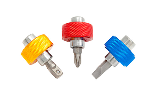 Titan Tools Finger Grip Drivers. Includes (1) 1/4" slotted screwdriver bit,  (1) No. 2 phillips bit, (1) 1/4" socket adapter. Model No. 11218. 802090112188