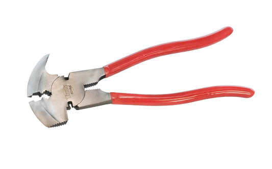 These Fence Pliers have jaws for twisting wire & gripping staples, a claw end for removing staples, grooved hammer face for driving staples, wire cutters, & a tensioner / crimper. Titan Tools model 60788. 10-1/2" overall length. 802090607882. Model 60788