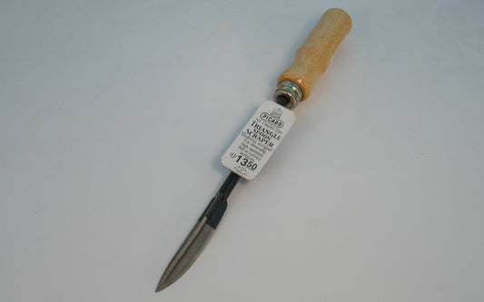 Picard Triangle Spoon Scraper - 19600-200. A Bearing scraper for removing high spots on flat or curved surfaces.  Made in Germany. 4016671007664. Made from alloyed Picard special steel, carefully hardened & tempered.