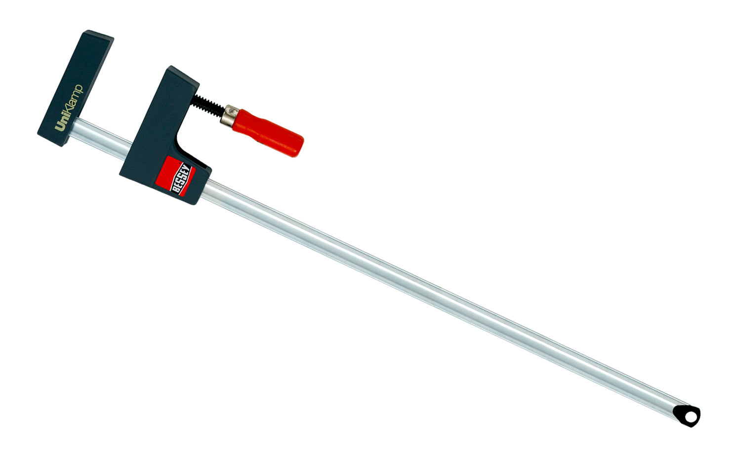 Bessey "UniKlamp" is a light duty universal clamp/spreader for bench top projects with a lighter frame & rail. Gentle touch jaws distribute the clamping pressure along the entire length of the rail & are ideal for sensitive work pieces & right angles. 24" max opening - 3-1/8" throat depth - Model UK3.024 - Wood handles - 091162006719