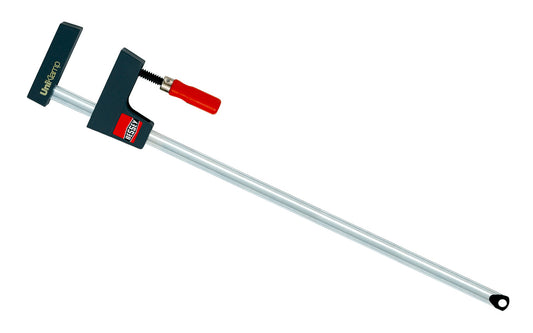 Bessey "UniKlamp" is a light duty universal clamp/spreader for bench top projects with a lighter frame & rail. Gentle touch jaws distribute the clamping pressure along the entire length of the rail & are ideal for sensitive work pieces & right angles. 24" max opening - 3-1/8" throat depth - Model UK3.024 - Wood handles - 091162006719
