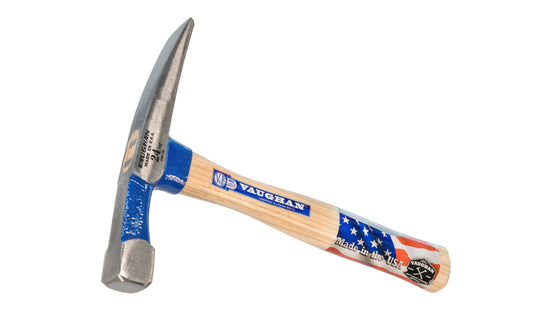 This 24 oz Vaughan Bricklayer's Hammer has a square, flat face with beveled edges. 11" American Hickory handle. Brick hammer has a rust-resistant powder coat finish.   Made in USA. Model BL24. 051218178104