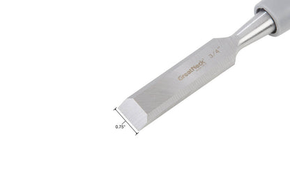 GreatNeck 3/4" chisel is a general purpose wood chisel designed for woodworking projects. 3" blade is constructed of drop forged steel for strength & durability & is precision ground for accuracy. Handle is constructed of premium grade acetate with a steel cap for use with chisel mallets. Great Neck Model WC75
