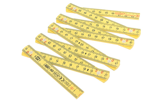 Wiha Model 61601. Made in Switzerland - This inch & metric folding rule is molded with 30% Fiberglass Material. It is Chemical, Water & Scratch Resistant, & won't rust or kink. It is Impact Resistant, yet tough with flexible play when using. Precision Joints & 90º stops. Embossed scale on both sides. Pocket Sized Rule