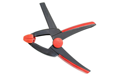 Bessey Clamps Model No. XV5-100 - These variable spring clamps from Bessey can clamp on items and have 4" max opening. 2" depth reach. They have soft-touch swivel pads that prevent marring of soft work & the handles remain in constant easy-to-grip position at all openings. Soft & non-slip two component ergonomic handle ~ 091162000496