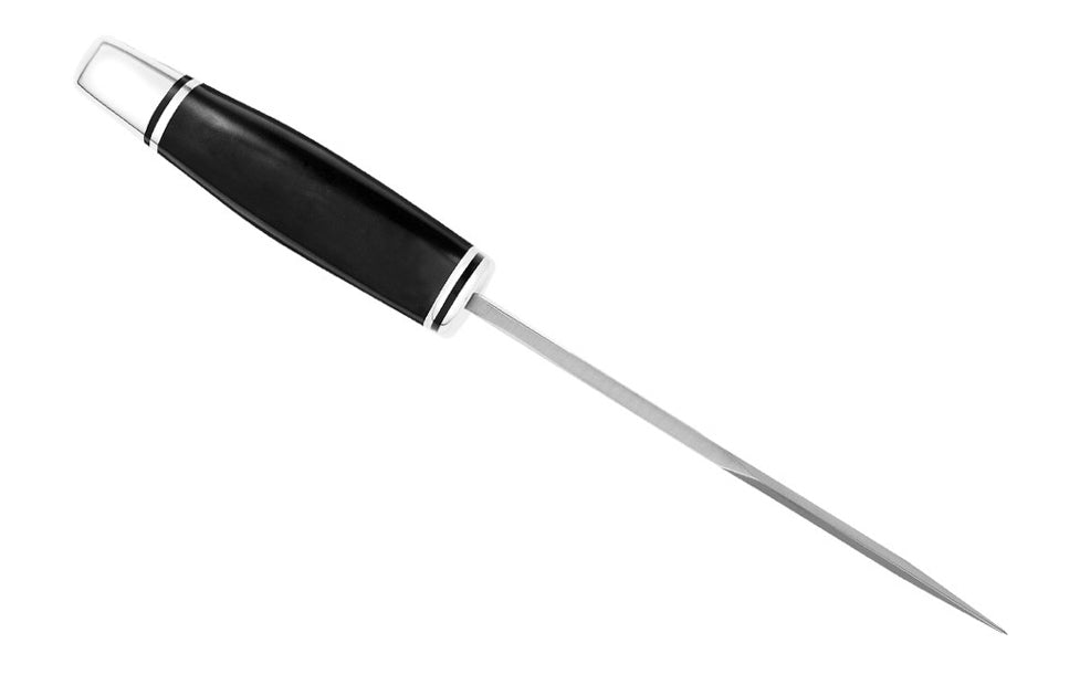 Buck Knives 119 Special Knife & Sheath - Fixed Blade & Black Handle - Fixed Blade & Black Handle Model 0119BKS-B has a blade made of 420HC Stainless Steel. Silver bolsters & guard. Handsome Phenolic, black handle - Very nice feel in the hand. 033753092077. 6" Long Blade
