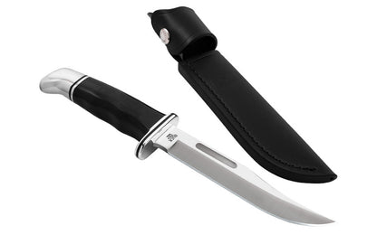 Buck Knives 119 Special Knife & Sheath - Fixed Blade & Black Handle - Fixed Blade & Black Handle Model 0119BKS-B has a blade made of 420HC Stainless Steel. Silver bolsters & guard. Handsome Phenolic, black handle - Very nice feel in the hand. 033753092077. 6" Long Blade