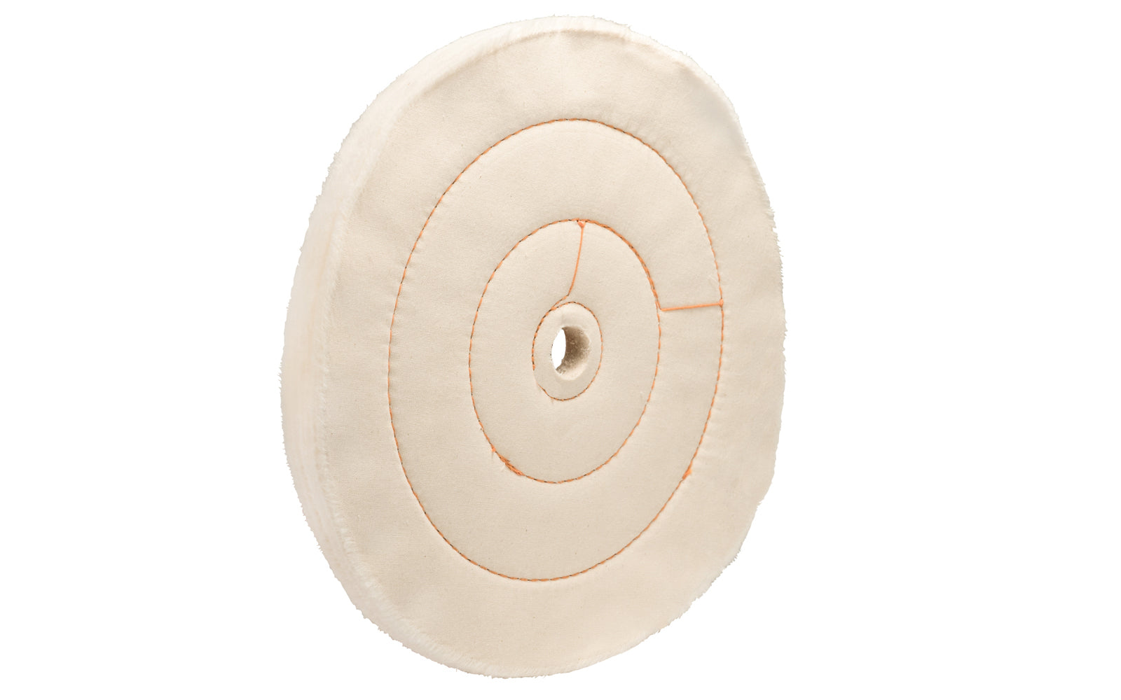 The 10" Cushion Sewn Buffing Wheel ~ 1/2" Thick is ideal for light cutting & coloring (polishing). 10" diameter of wheel. 5/8" hole diameter. Made in USA. Dico Polishing Company 528-36-10
