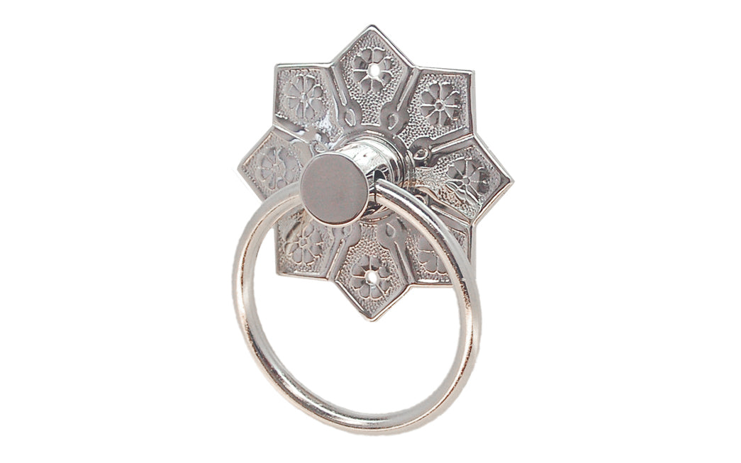 Solid Brass Drop Ring Pull ~ Polished Nickel Finish