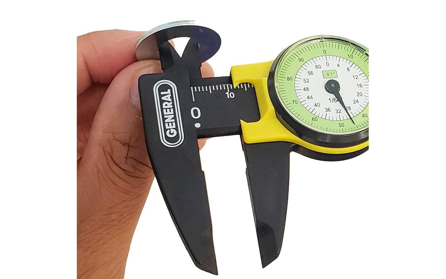 General Tools 6" Dial Caliper - Model No. 142 ~ Direct reading .01" & 1/64" on dial & mm on bar scale - Inside, outside, depth & step measurements