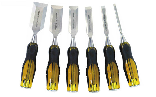 Stanley 6-Piece FatMax Wood Chisel Set ~ 1/4" (6mm), 1/2" (12mm), 3/4" (18mm), 1" (25mm), 1-1/4" (32mm), 1-1/2" (38mm) - Model No. 16-971 ~ Made in England