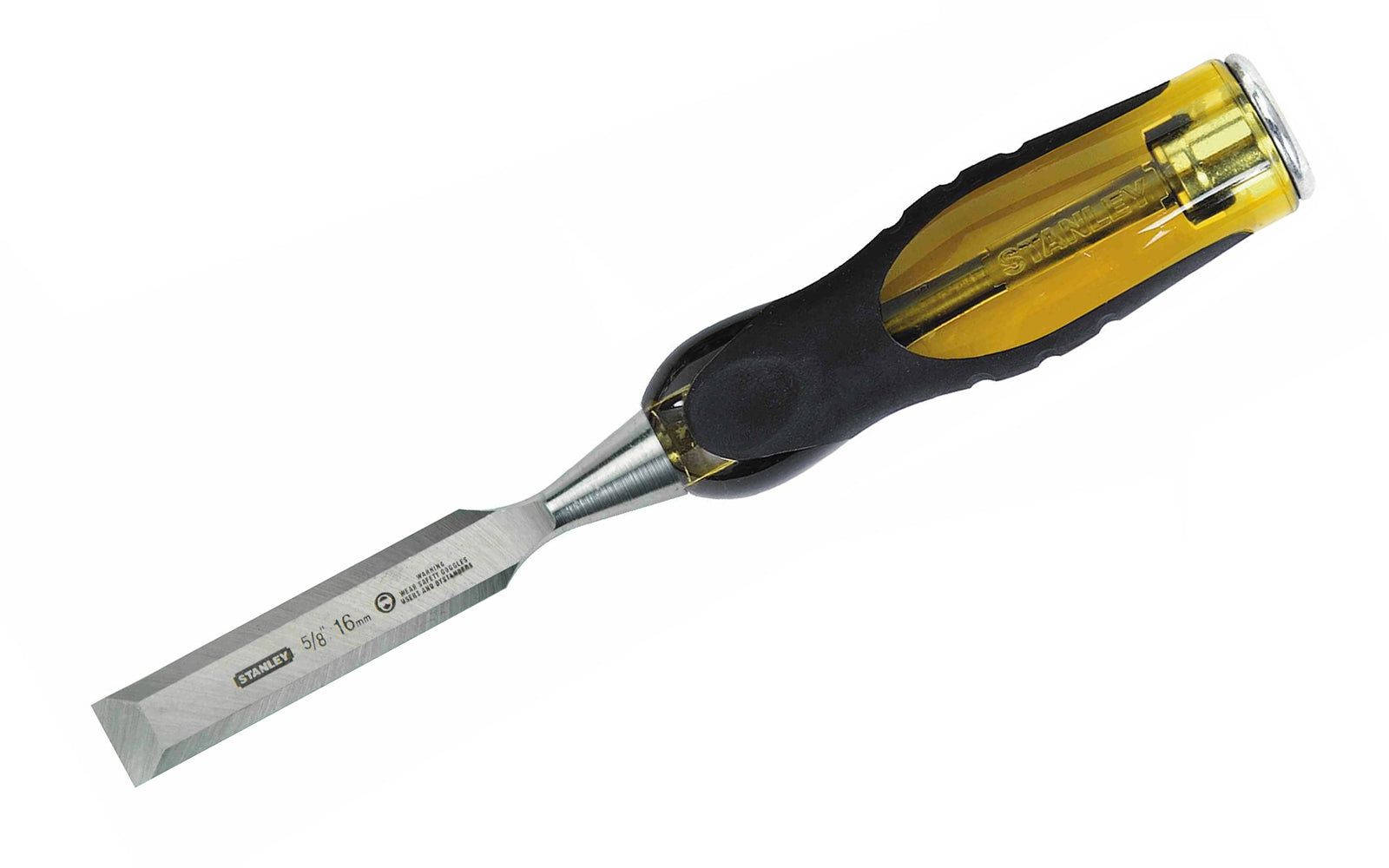 Stanley 5/8" FatMax Wood Chisel - English Chisel ~ 16-976 - 16 mm wide ~ Hardened, tempered high-chrome carbon alloy steel blade for edge retention - Thru-tang core - Steel core for strength - Made in England