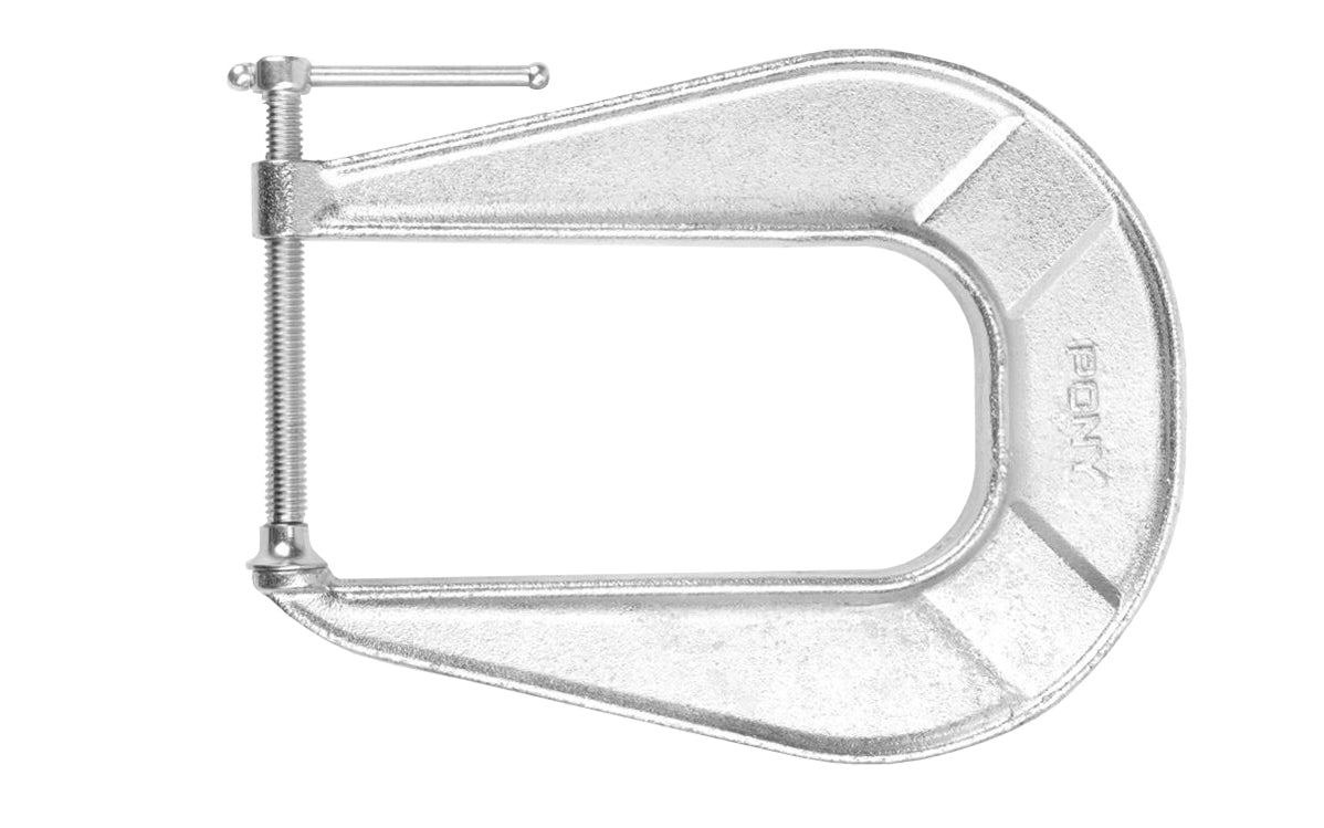 Pony C-Clamp ~ 2-1/2" Opening Capacity x 5" Jaw Depth - 2,400 Clamping Force - Pony Jorgensen carriage C-clamp - Bright zinc plated steel ~ 044295002455