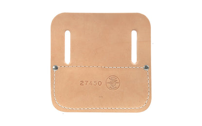 Klein Tools - Made in USA ~ Model 27450 - Worn on the belt under the Klein tie-wire reel - Made of 3/16" (5 mm) thick rigging leather - Slots to accommodate belts up to 2" (51 mm) wide - Underside has a sponge-rubber pad to minimize hip fatigue - 7" x 7" - 092644481956 - Tie-Wire Pad - Klein Pad - minimize hip fatigue