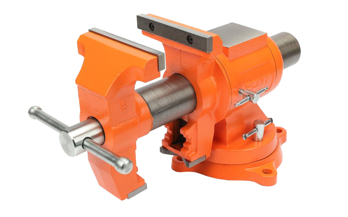 Pony 5" Heavy-Duty Multipurpose Vise with Swivel Base ~ 5" Jaw Opening - Model No. 29055 - Permanent pipe jaw, ground & polished anvil - 5" jaw width - serrated jaws  Heavy Duty Pony Jorgensen Anvil Vise ~ 044295290555