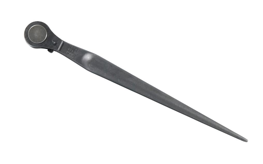 Klein Tools - Model No. 3238 - 1/2" drive - Reversible ratchet - Accepts 1/2-Inch square-drive hex socket - Forged from select alloy steel with continuous-taper handle for aligning bolt holes - Industrial black finish for corrosion resistance - 15" overall length - Spud Handle - Erection Wrench - taper handle 1/2 drive - 092644658990