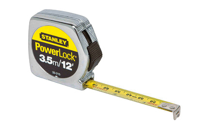 Stanley Powerlock 3.5m / 12' Tape Measure - Millimeter Scale ~ 33-215