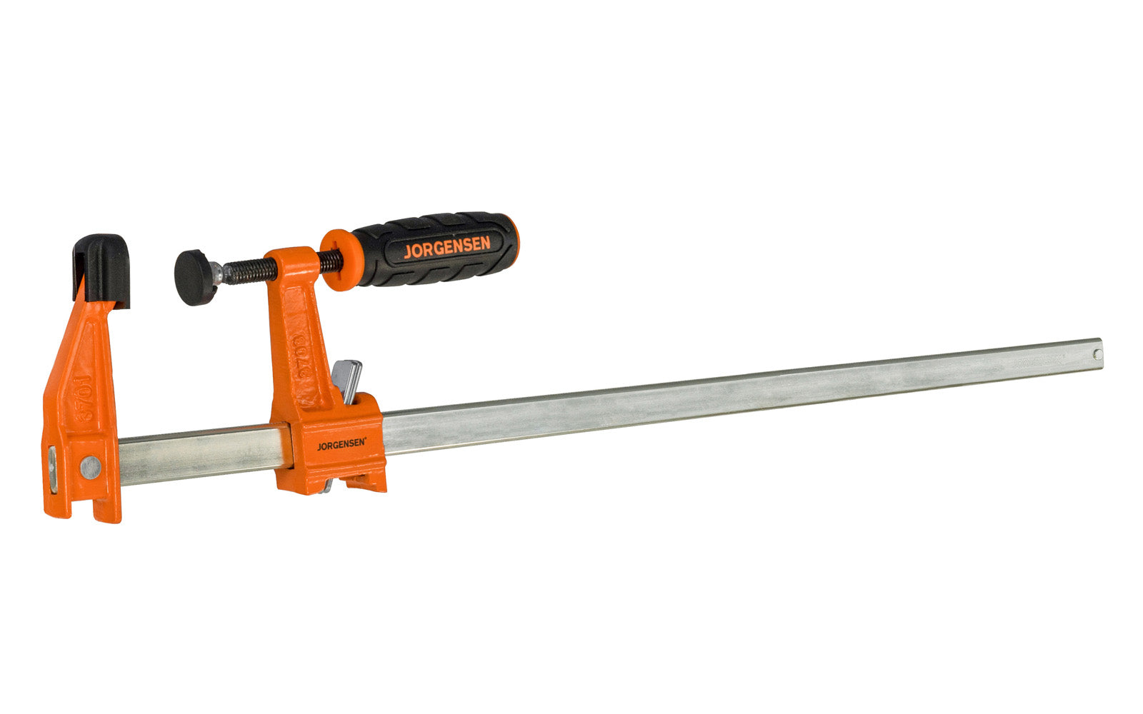 Jorgensen 24" Medium-Duty Steel Bar Clamp ~ No. 3724 - Pony Jorgensen ~ Cast iron heads & rust resistant steel bars ~ 24" max opening ~ 600 lbs. clamping pressure ~ Medium Duty style ~ 044295372404