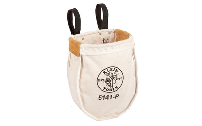 Klein Tools - Made in USA ~ 5141-P - Tough Canvas material - Klein Canvas Pouch - Klein Canvas Bag - Includes interior pocket - Inside bottom is reinforced with tough, tanned leather - Ventilating eyelet in bottom - Snap hooks on loops for fast attachment on belts up to 3" wide - 5141P - Klein Utility Bag  - With Loops - 092644553509 