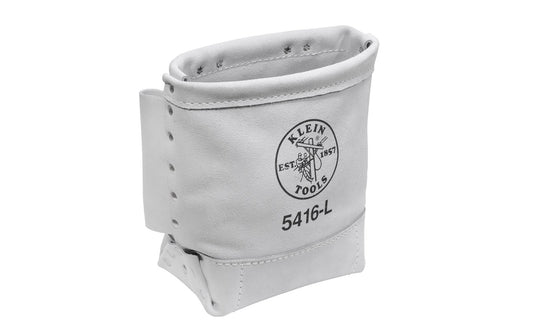 Klein Tools - Made in USA ~ 5416L - Stitched & riveted for added strength - Klein Leather Pouch - Klein Leather Bag - Storage for pliers, wrenches, & tools - Bolt bag with bull-pin loop on each side - Double Leather bottom for added durability - 092644553769 - Tunnel loop belt - Fits on belts up to 3" wide - 10" deep  - 10" x 9" x 5" 