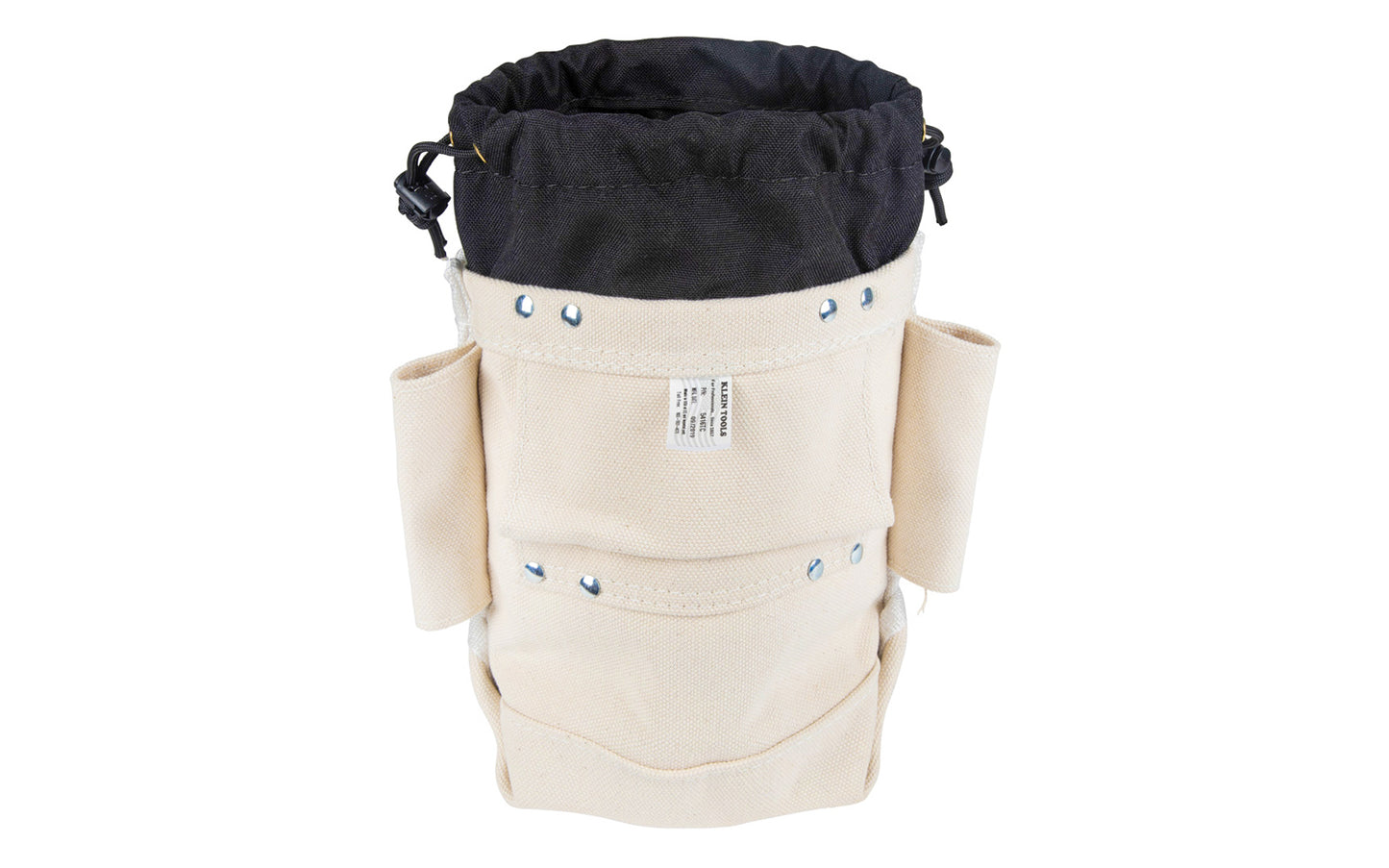 Klein Tools - Made in USA ~ 5416TCP - Tough Canvas material - Klein Canvas Pouch - Klein Canvas Bag - Durable 3" drawstring closing top prevents items from falling out of pouch at height - Extra tall for more storage space - Tunnel loop belt - 3 pockets for smaller nuts & bolts - Fits on belts up to 3" wide - 092644200175